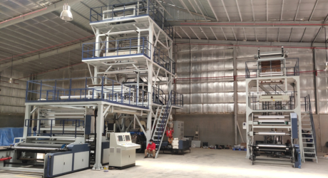 沙特阿拉伯，三層ABC1800吹膜機(jī)和單層1000吹膜機(jī)，用于尿布和紙巾外包裝袋等